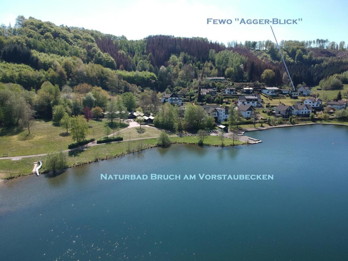 Seeblick-Ferienwohnung Im "Ferienhaus Agger-Blick" Mit Traumhafter Sonnen-Terrasse, Sauna, E-Kamin & Kajak Гумерсбах Екстериор снимка