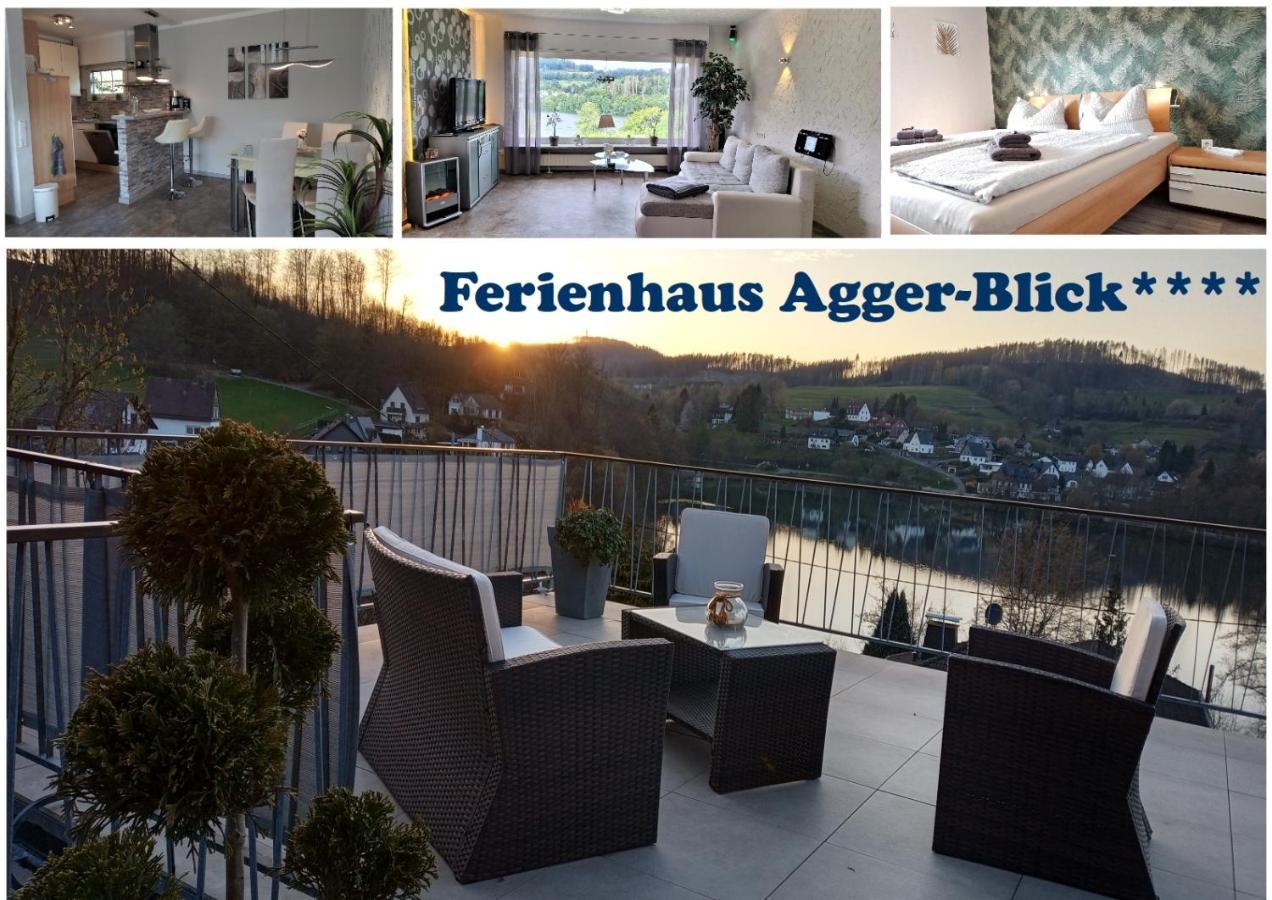 Seeblick-Ferienwohnung Im "Ferienhaus Agger-Blick" Mit Traumhafter Sonnen-Terrasse, Sauna, E-Kamin & Kajak Гумерсбах Екстериор снимка